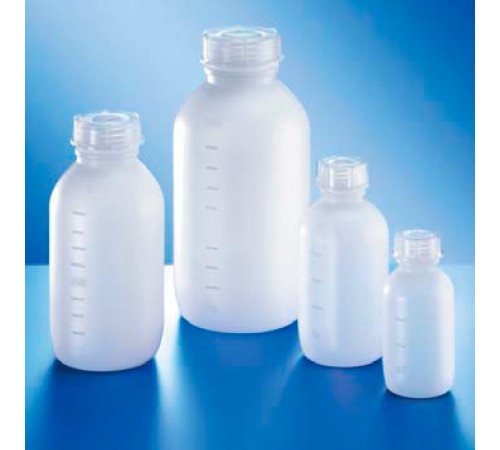 Бутыль Kautex со средним горлом 250 мл, HDPE, круглая, градуированная, естественный цвет, с винтовой крышкой Бутыль Kautex со средним горлом 250 мл, HDPE, круглая, градуированная, естественный цвет, с винтовой крышкой