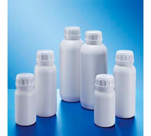 Бутыль Kautex 500 мл, HDPE, круглая, с барьерным слоем из полиамида, Ø 50 мм, белый цвет, без крышки Бутыль Kautex 500 мл, HDPE, круглая, с барьерным слоем из полиамида, Ø 50 мм, белый цвет, без крышки